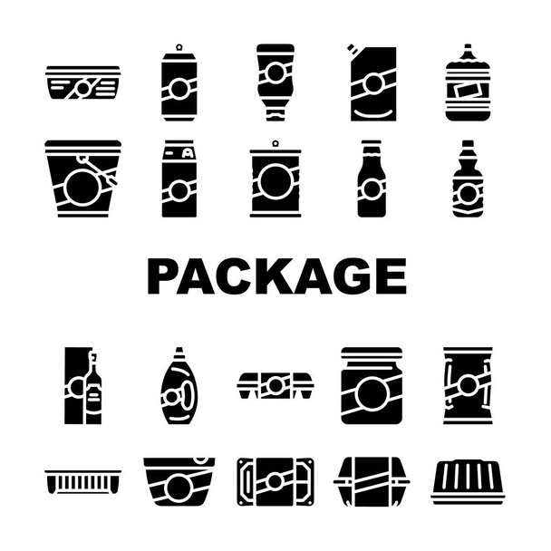 Package For Product Collection Icons Set Vector - Vector, Image