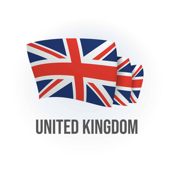 Bandiera vettoriale del Regno Unito. Bandiera inglese sventolante. Illustrazione vettoriale. - Vettoriali, immagini