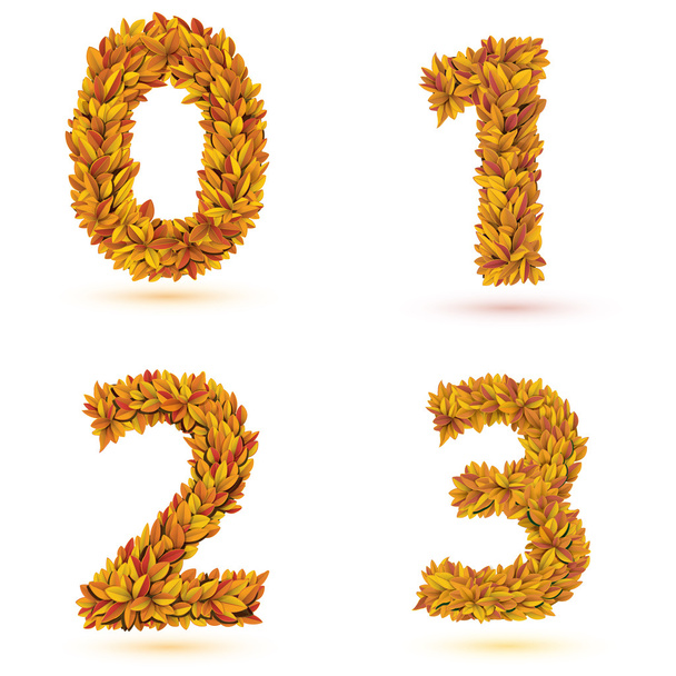 Numbers of autumn leaves collection. - Vettoriali, immagini