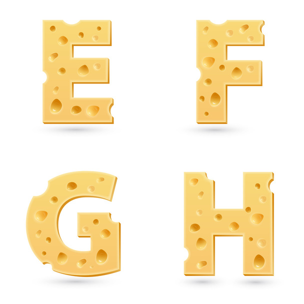 Cheese letters collection. - Vektori, kuva