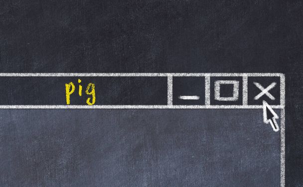 Chalk sketch of closing browser window with page header inscription pig   - Photo, Image