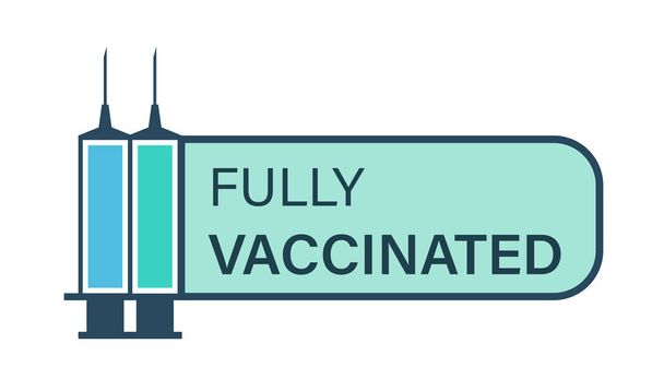 Vaccinated by two doses. Two syringes with covid 19 vaccines - Vector, Image