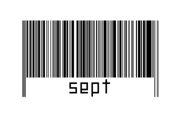 Штрих-код на белом фоне с надписью септа ниже. Концепция торговли и глобализации - Фото, изображение