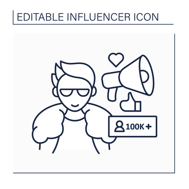 Macro influencer line icon - Vector, Image