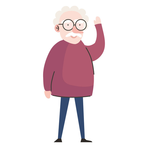Grandfather with hand up - Vector, Image