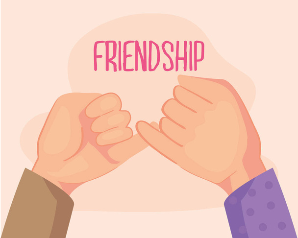 friendship card with hands doing promise - Vector, Image
