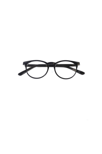 occhiali di isolamento su sfondo bianco. montature rotonde in vetro nero nella foto dall'alto su sfondo bianco - Foto, immagini