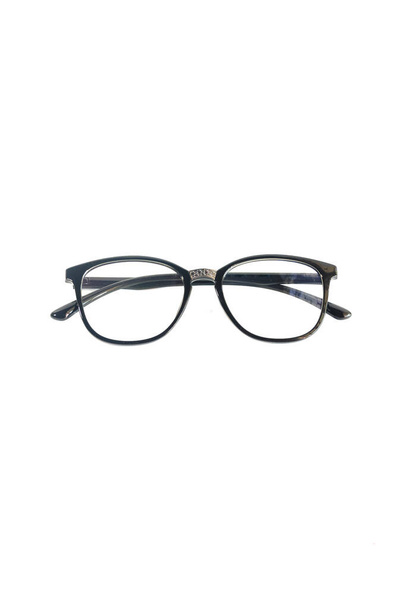 γυαλιά απομόνωσης σε λευκό φόντο. μαύρα οβάλ γυαλιά. οβάλ πλαίσιο γυαλιών ματιών στη φωτογραφία από ψηλά σε λευκό φόντο - Φωτογραφία, εικόνα