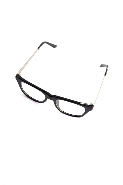 czarne kwadratowe okulary. okulary izolacyjne na białym tle - Zdjęcie, obraz