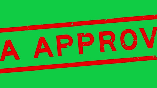 Grunge Red FDA onaylı kelime kare kauçuk mühür yeşil arka planda yakınlaştırma - Video, Çekim