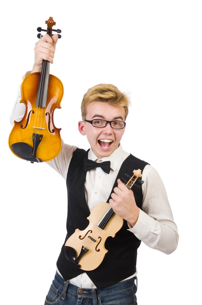 αστείος άνθρωπος με βιολί - Φωτογραφία, εικόνα