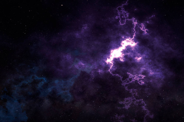 verbazingwekkende blauwe en rode ster nevel of sterrenbeeld in de ruimte, oneindige melkweg, elementen van dit beeld ingericht door nasa b - Foto, afbeelding