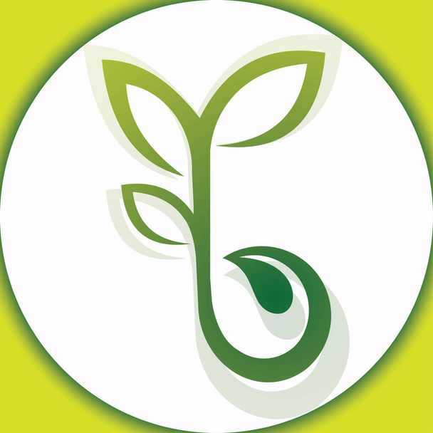 Planting seed sprout in ground. Symbol grow sapling. Green fresh plant sprout with roots vector illustration. - Vektör, Görsel