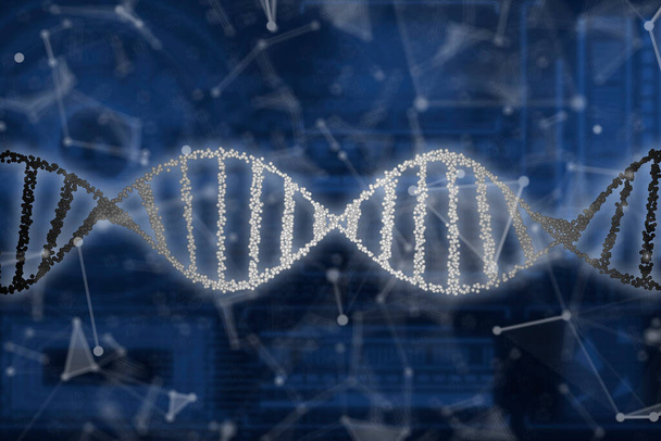 цифровая футуристическая спираль ДНК, технология интерфейса медицины b - Фото, изображение