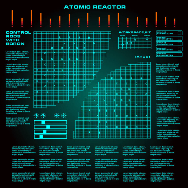 Reaktor atomowy Futurystyczny wirtualny graficzny interfejs użytkownika dotykowego - Wektor, obraz