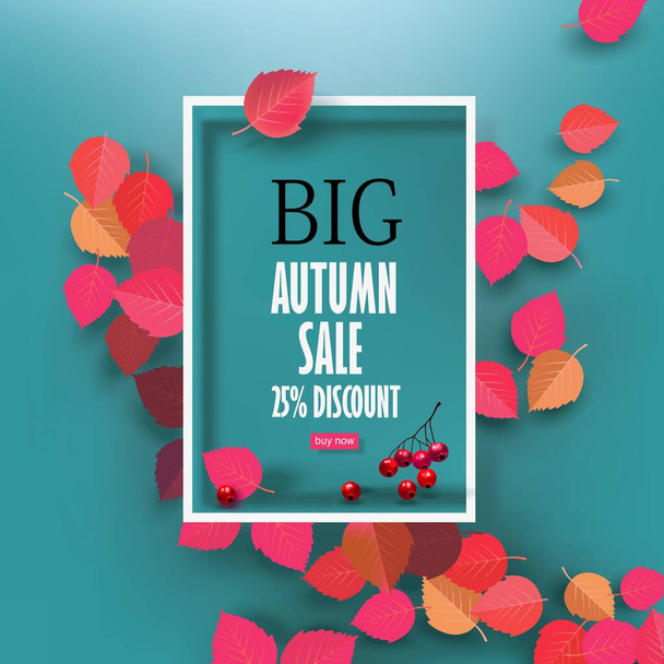Autumn sale background template. Layouts for shopping sale or promo poster and frame leaflet or web banner - Вектор,изображение