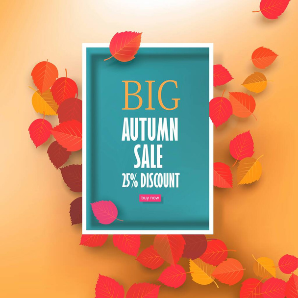 Autumn sale background template. Layouts for shopping sale or promo poster and frame leaflet or web banner - Vector, Image