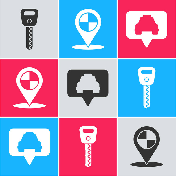 Set Car key, Map pointer with taxi and Map pointer with taxi icon. Vector - Vector, Image