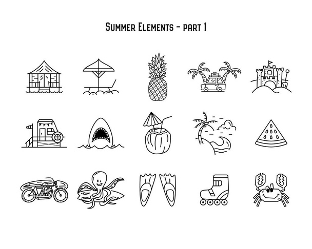 Projekt wektorowy różnych symboli letnich - Wektor, obraz