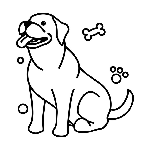 Nettes Cartoon Vector Illustration Symbol eines großen Hundes. Es ist Umrissstil. - Vektor, Bild