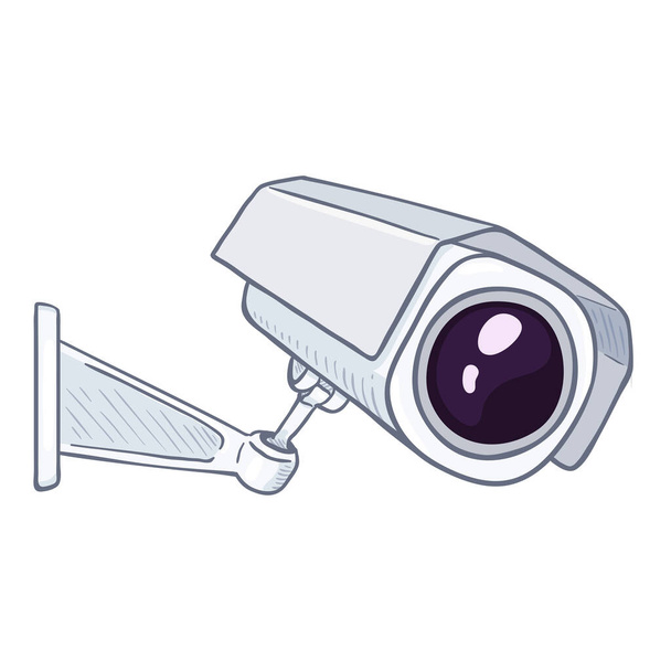 Камера видеонаблюдения. Векторная карикатура Белая камера безопасности - Вектор,изображение