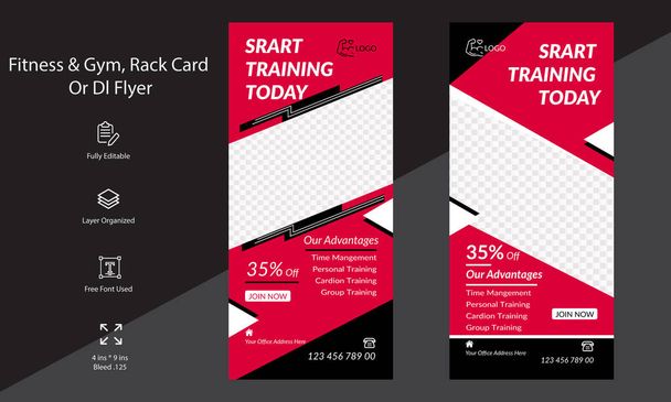 Fitness & Gym  Rack Card Door hanger  or Dl flyer template Deign - Vector, Image