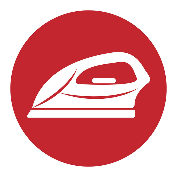 Abbigliamento ferro simbolo bianco sul cerchio rosso. Illustrazione vettoriale isolata su sfondo bianco. - Vettoriali, immagini