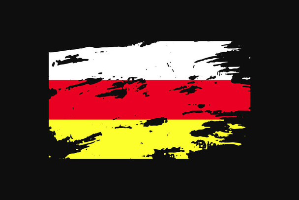 Grunge stílus zászló Észak-Oszétiában. Ez lesz használt póló grafika, nyomtatás, poszter és háttér. - Vektor, kép