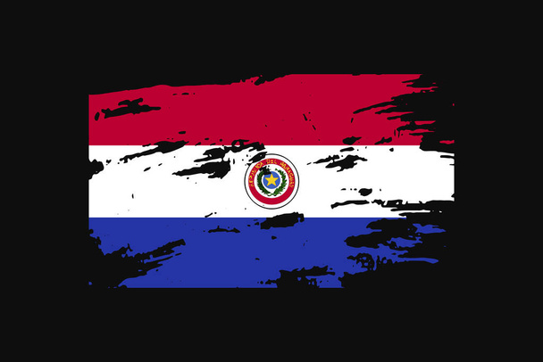 Grunge Style Flag of the Paraguay. It will be used t-shirt graphics, print, poster and Background. - Vector, Image