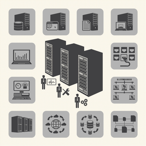 Набор значков больших данных, системная инфраструктура
 - Вектор,изображение