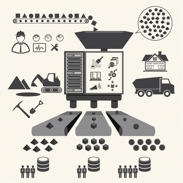 Ensemble d'icônes Big Data, Concept d'exploration de données
 - Vecteur, image