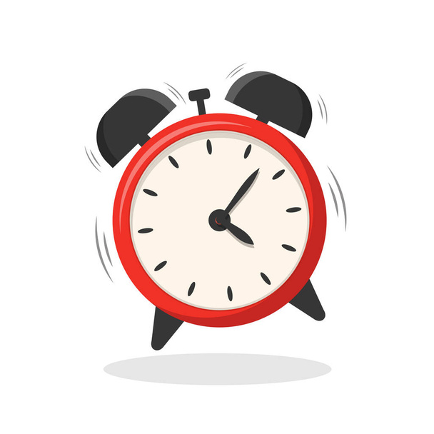 Red alarm clock isolated on white background. Alarm clock is ringing.    Vector stock - Vector, Image