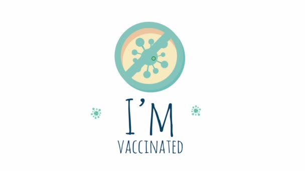 Ik ben gevaccineerd belettering met stop covid19 signaal - Video