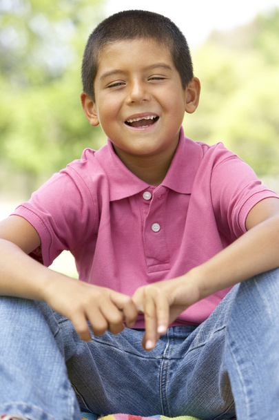 Portrait Of Young Boy In Park - Foto, Bild