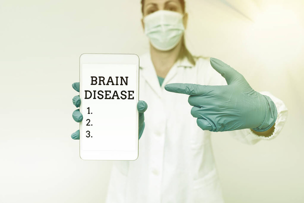 Pisanie tekstu "Choroba mózgu". Conceptual zdjęcie zaburzenia neurologiczne, które pogarsza system s jest nerwy Demonstrujące Techologii Medycznej Przedstawiając nowe odkrycie naukowe - Zdjęcie, obraz