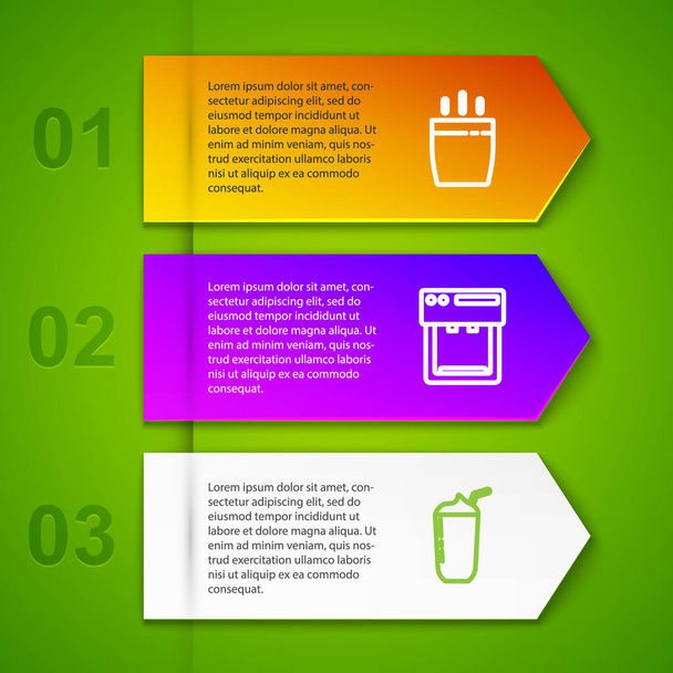 Set line Coffee cup, machine, Milkshake and . Business infographic template. Vector - Vector, Image