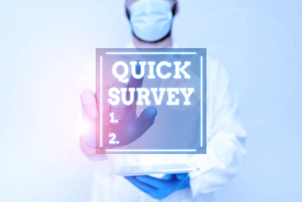 Wyświetlacz koncepcyjny Quick Survey. Podejście biznesowe Przeprowadzenie szybkiej kontroli wartości warunkowej czegoś demonstrującego technologię medyczną, prezentującego nowe odkrycie naukowe - Zdjęcie, obraz