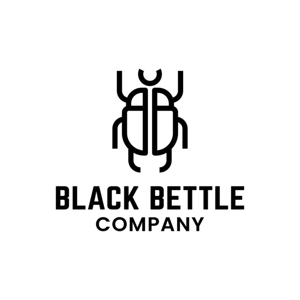 Letter Initial BB for Black Beetle Logo Design Template. Písmeno BB tvoří brouka v jednoduchém lineárním stylu osnovy. - Vektor, obrázek