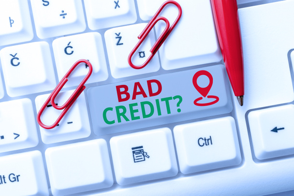 Fogalmi felirat Bad Credit Question. Üzleti áttekintés egy rossz hitel pontszám miatt nem kifizetés hitelek Absztrakt programozó Gépelés Antivirus kódok, Retyping Debug kódok - Fotó, kép