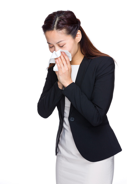 Asiática mujer de negocios estornudo
 - Foto, imagen