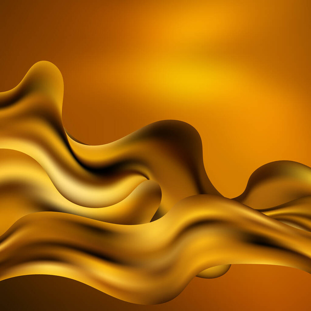 Zlaté pozadí se zlatou hladkou tekutou vlnou - Vektor, obrázek