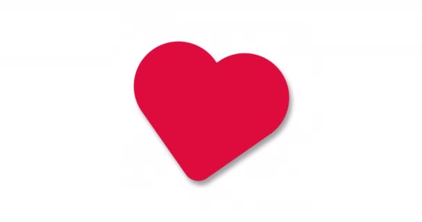 Beyaz arka planda izole edilmiş bir Kızıl Kalp 'in titreyen ya da çarpan animasyonu. Kalp atan sevgililer günü animasyonu - Video, Çekim