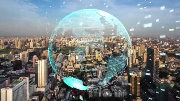 Globalne połączenie i modernizacja sieci internetowej w inteligentnym mieście - Materiał filmowy, wideo