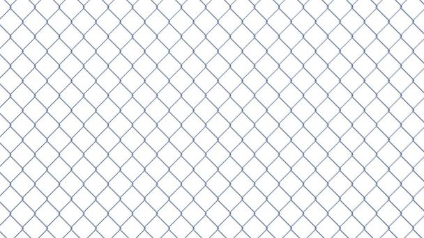 Wire mesh isolated on white background. Chain link fence. Seamless. Steel. 3d illustration. - Photo, Image