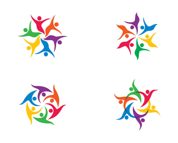 Усыновление и уход за логотипом сообщества дизайн векторной иконки иллюстрации - Вектор,изображение