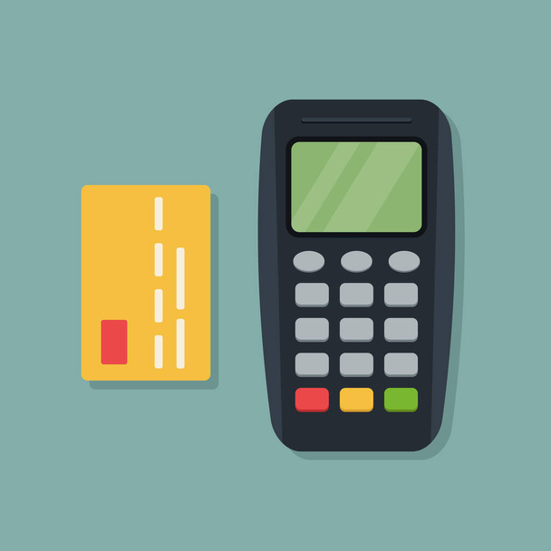 Terminal de pago y tarjeta de crédito. Ilustración vectorial - Vector, imagen