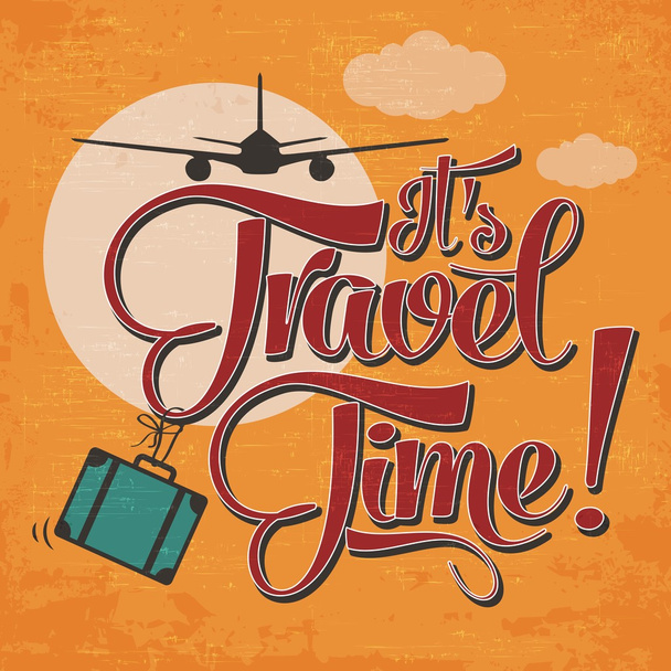Calligraphic  Writing "It's Travel Time" - Vektor, kép
