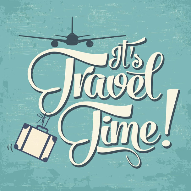 Escritura caligráfica "Es tiempo de viaje
" - Vector, Imagen