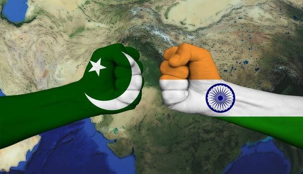 インド対パキスタン。両国間の関係は、歴史的および政治的出来事の数のために複雑で敵対的である。 - 写真・画像