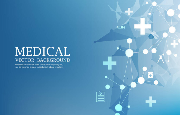 Medical blue abstract wallpaper.geometric polygon pattern.medical icon - Vector, Image